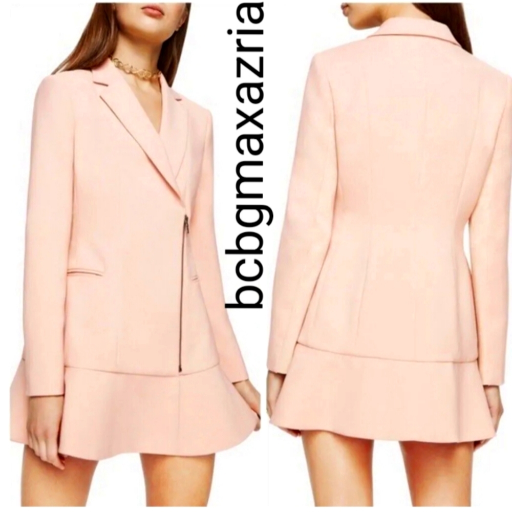 NEW WITH TAGS BCBG MAXAZRIA ARYN RUFFLE HEM LONG SLEEVE BLAZER DRESS  MSRP $298